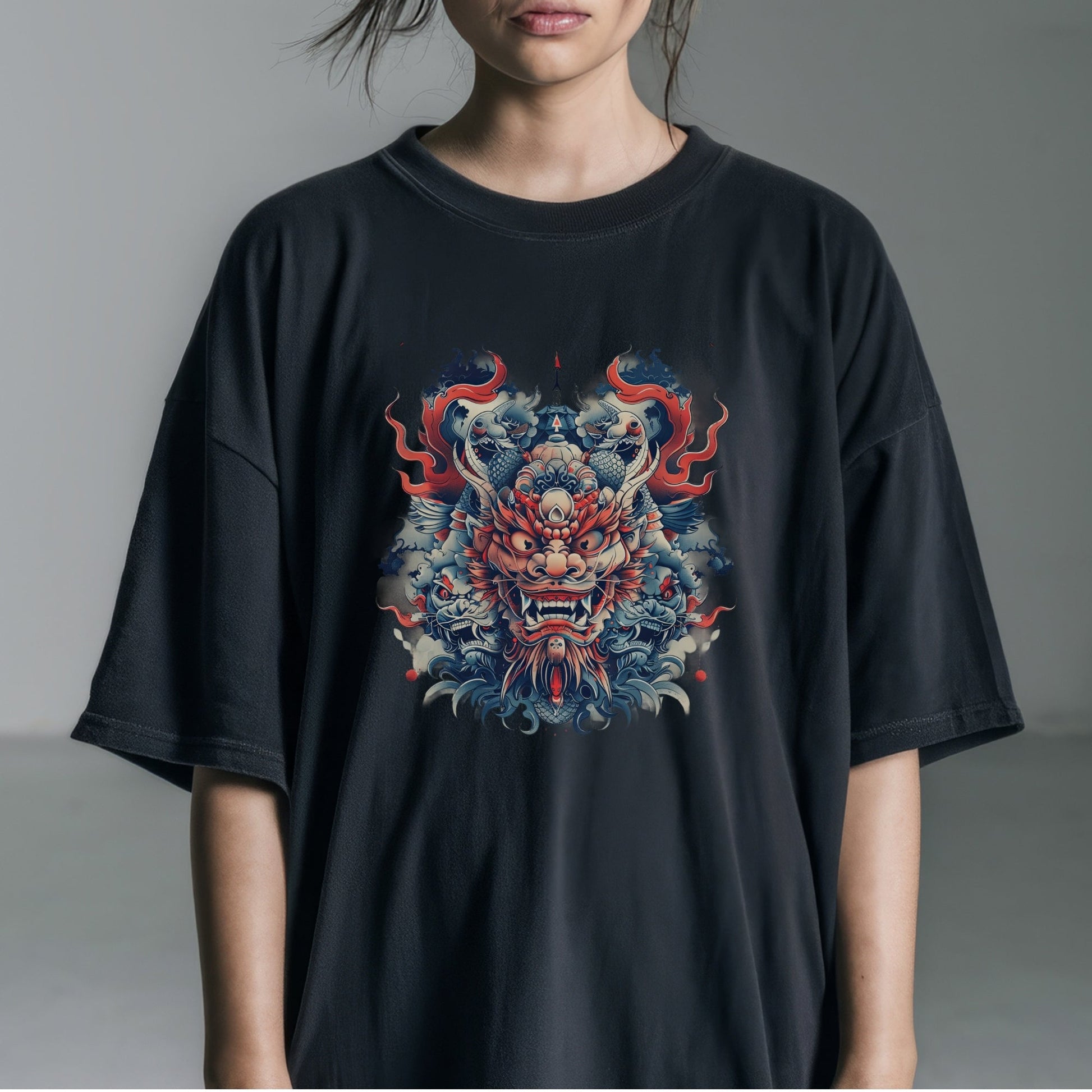 Mythical Guardian Illustration Tshirt Female Model