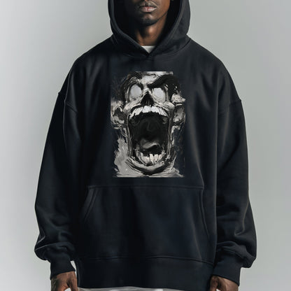 Expressive Anguish Portrait Hoodie Tshirt Male Model