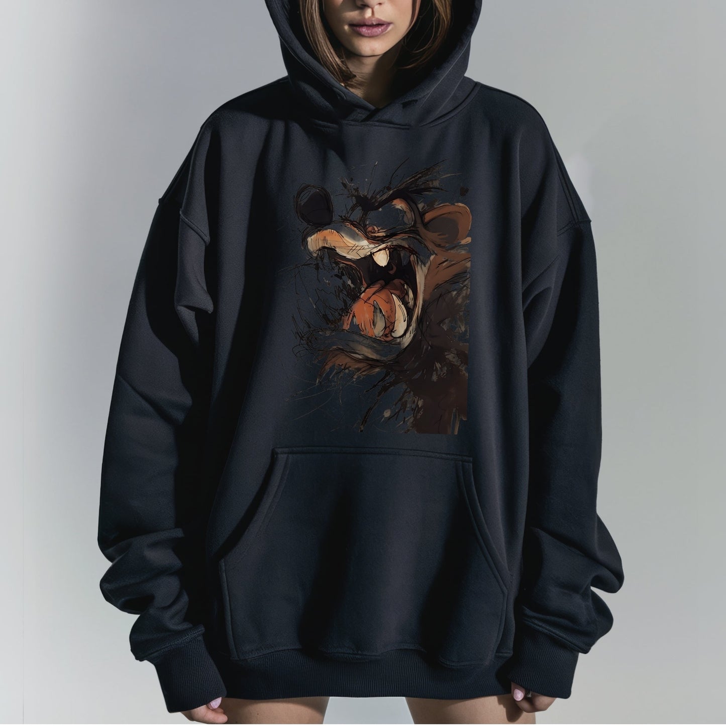 Intense Expression Mouse Art Tshirt Female Model