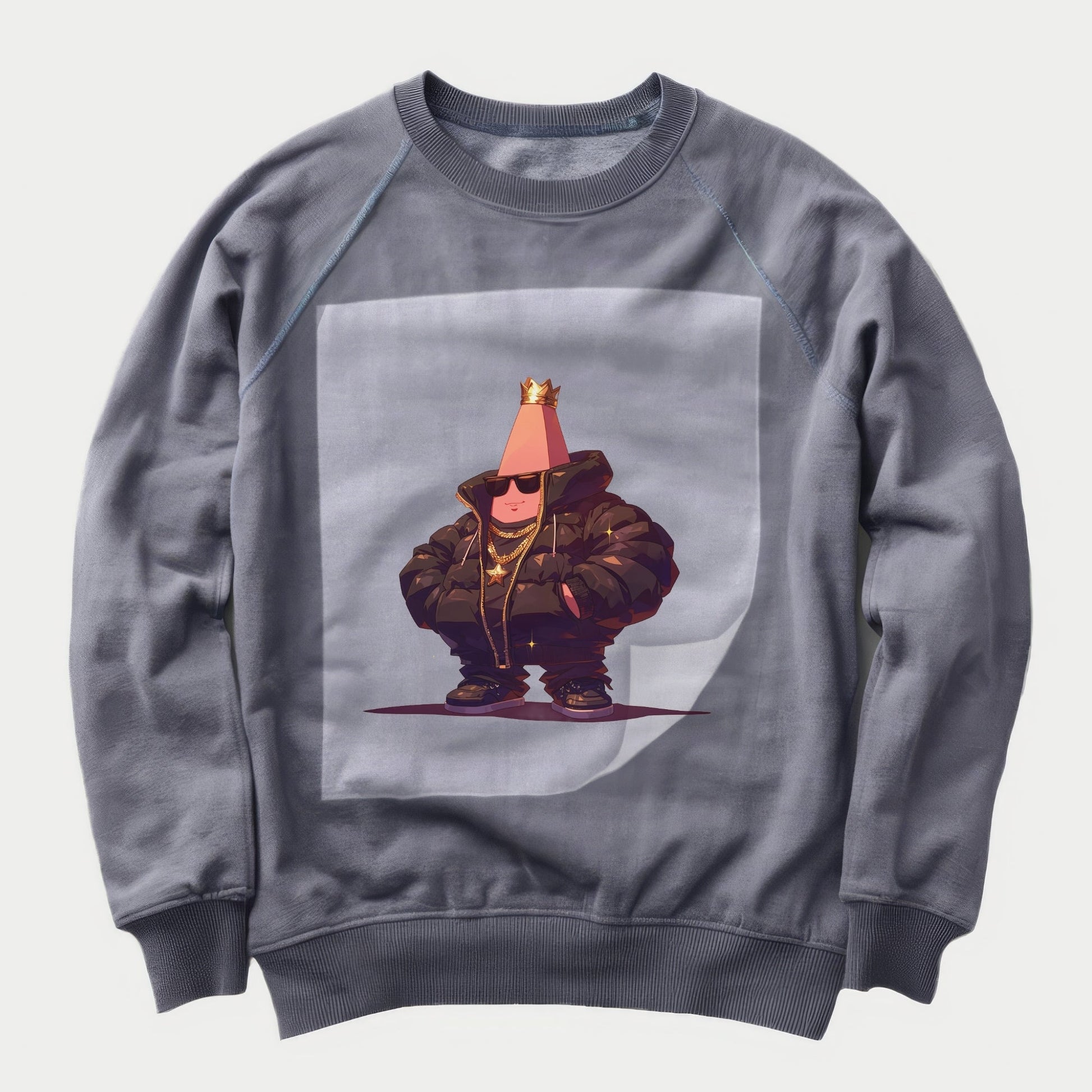 Urban Swag Party King Ready to Press Heather Gray Sweater Front Peel View