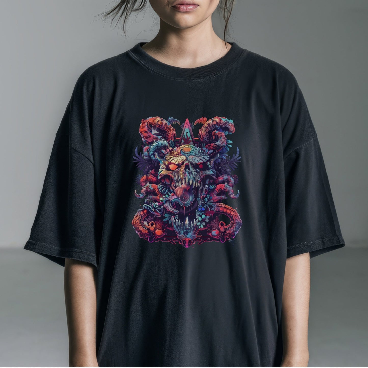 Psychedelic Dragon Dreamscape T-Shirt Tshirt Female Model