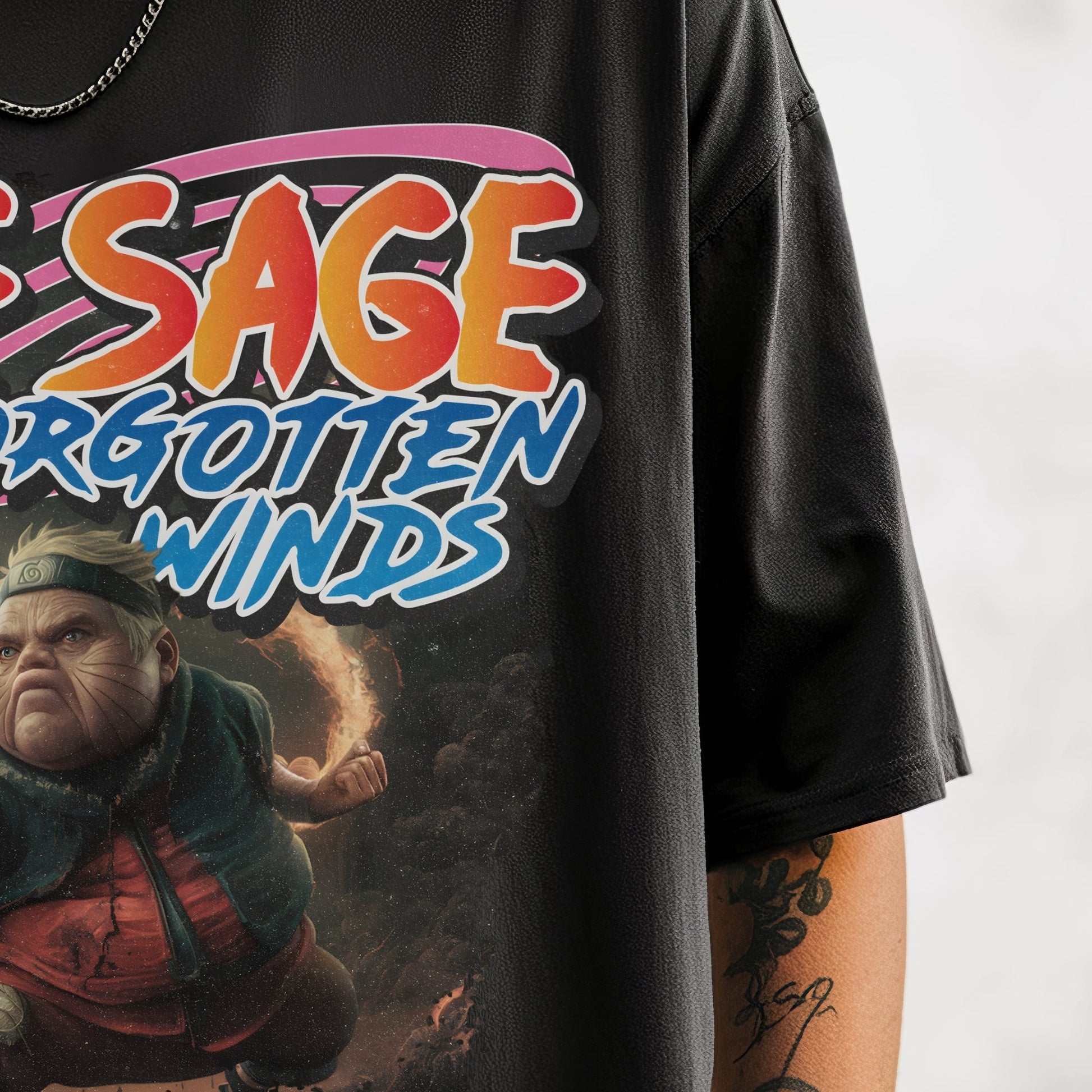 Sage Warrior: Retro Quest T-Shirt Model Closeup