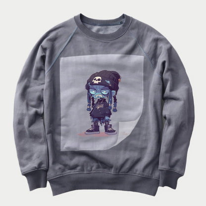 Streetwear Specter Swag Ready to Press Heather Gray Sweater Front Peel View