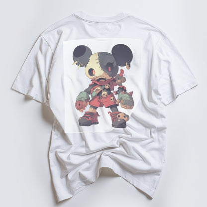 Gothic Mickey Mashup Ready to Press White Tshirt Back Peel View