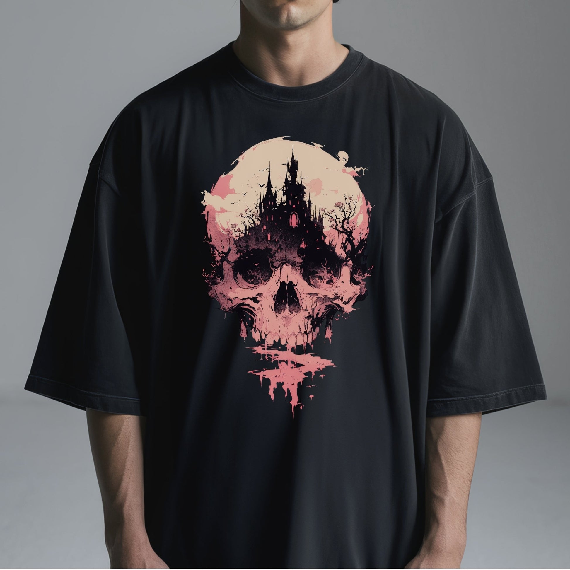 Gothic Castle Skullscape Tshirt Male Model