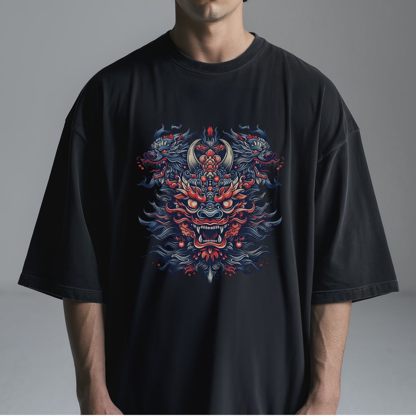 Dragon Fusion Art Print Tshirt Male Model