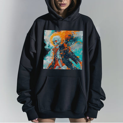 Flaming Skeleton Fury Tshirt Female Model