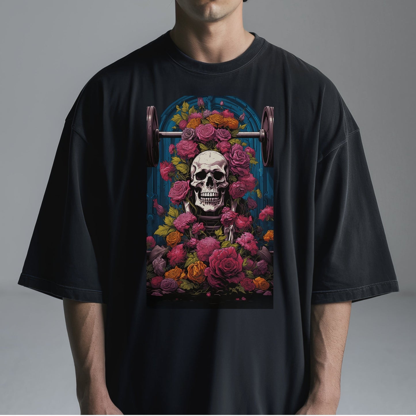 Floral Memento Mori Tshirt Male Model