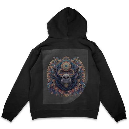 Majestic Mandala Lion Ready to Press Heather Gray Sweater Front Peel View