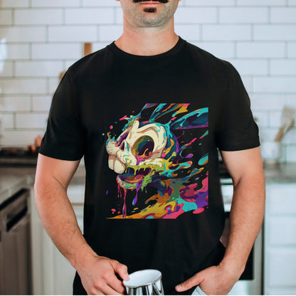 Vibrant Melting Skull Tshirt Male Model