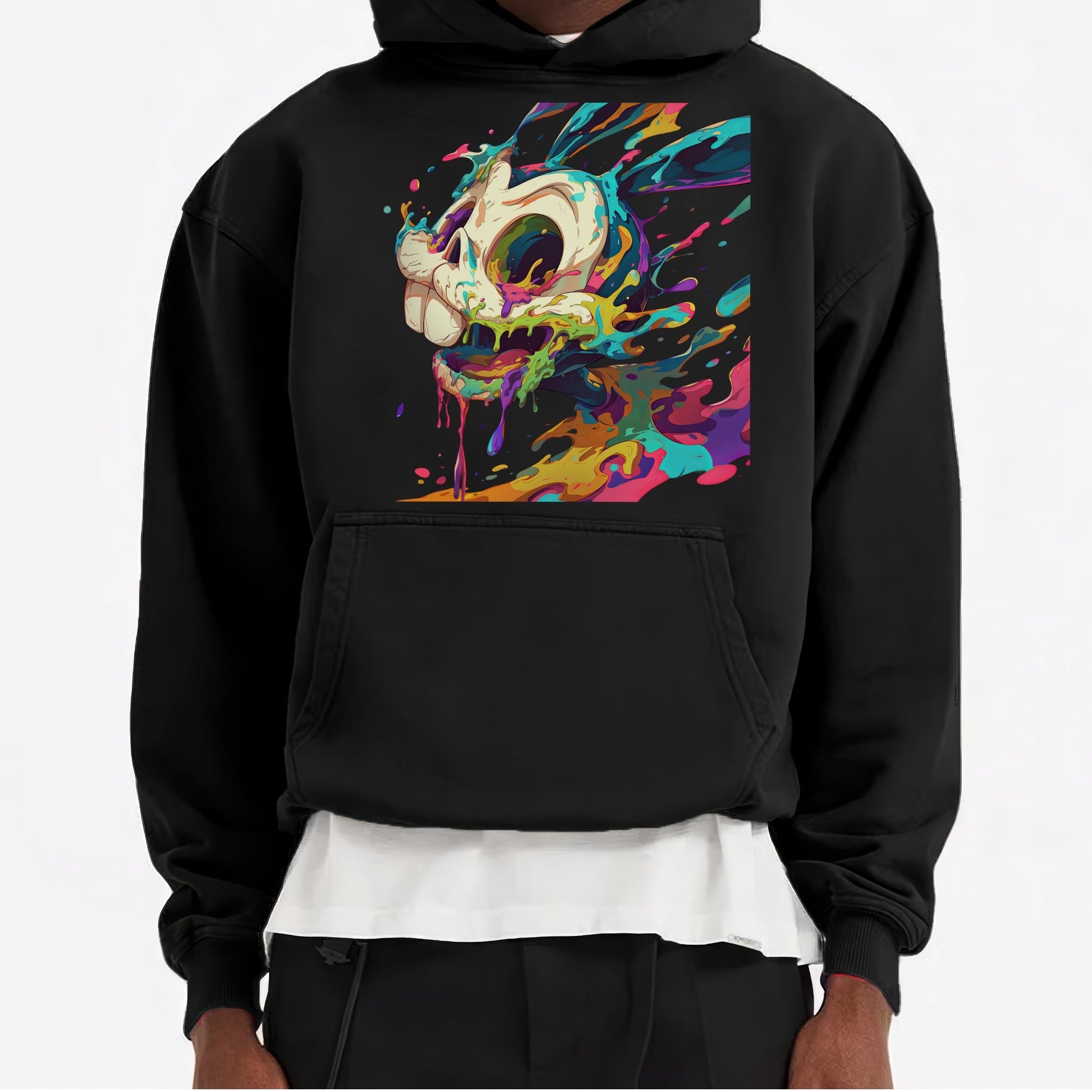 Vibrant Melting Skull Male Model