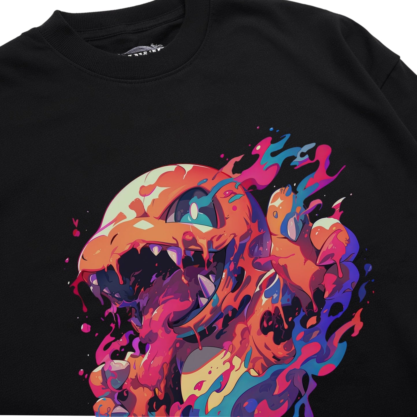 Vibrant Fantasy Creature Art Shirt Closeup