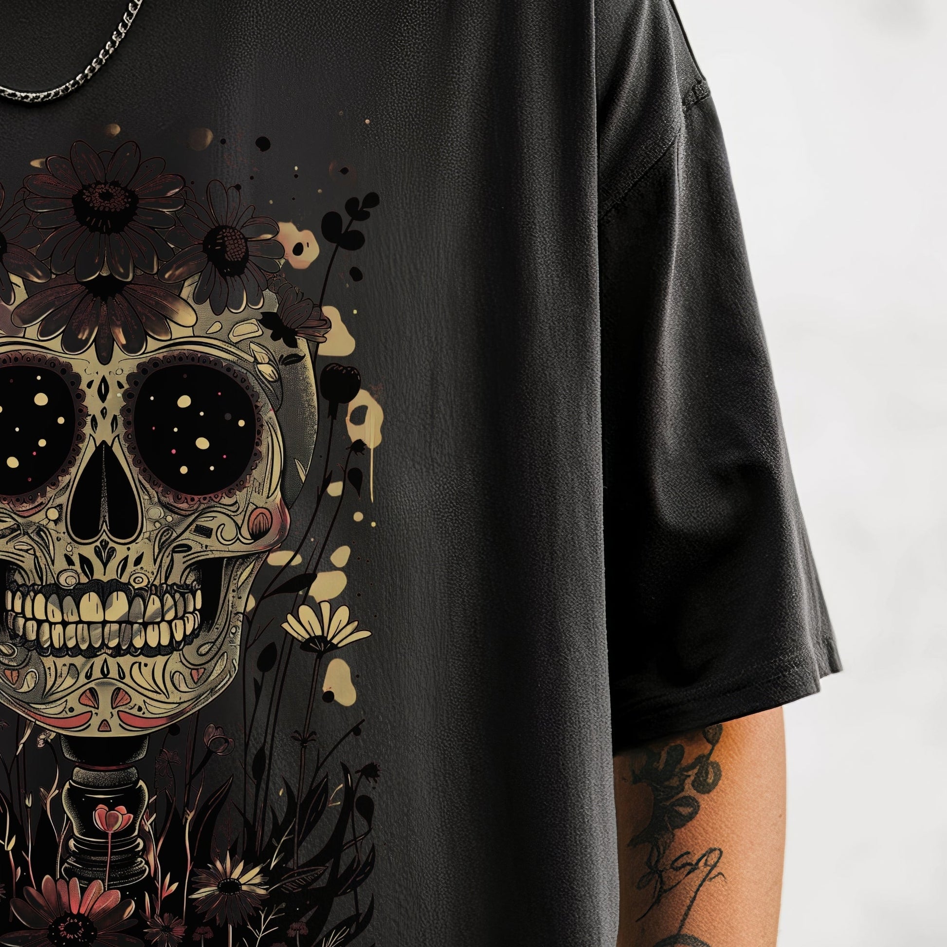 Day of the Dead Floral Skull Model Closeup