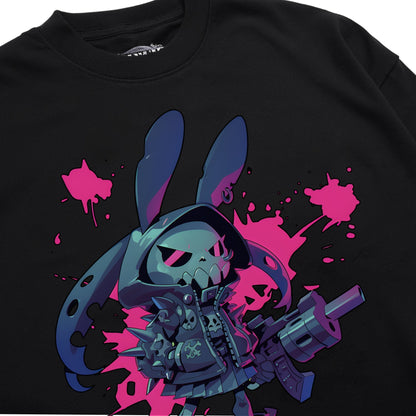 neon cyborg bunny blitz t-shirt t-shirt flatlay view