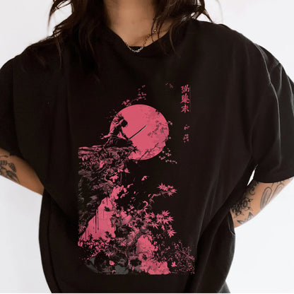 Cherry Blossom Samurai Tshirt Female Model