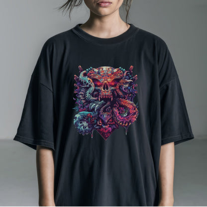 Mystic Skull Totem Art T-Shirt Tshirt Female Model