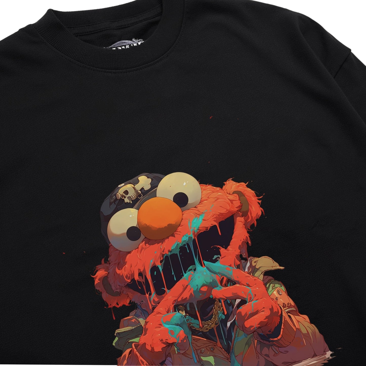 Twisted Elmo Art Shirt Closeup