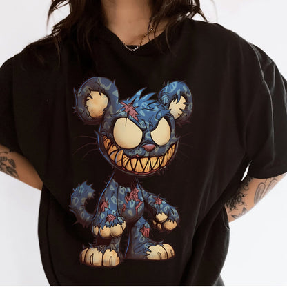 Cat Creature Comic Illustration Tshirt Female Model