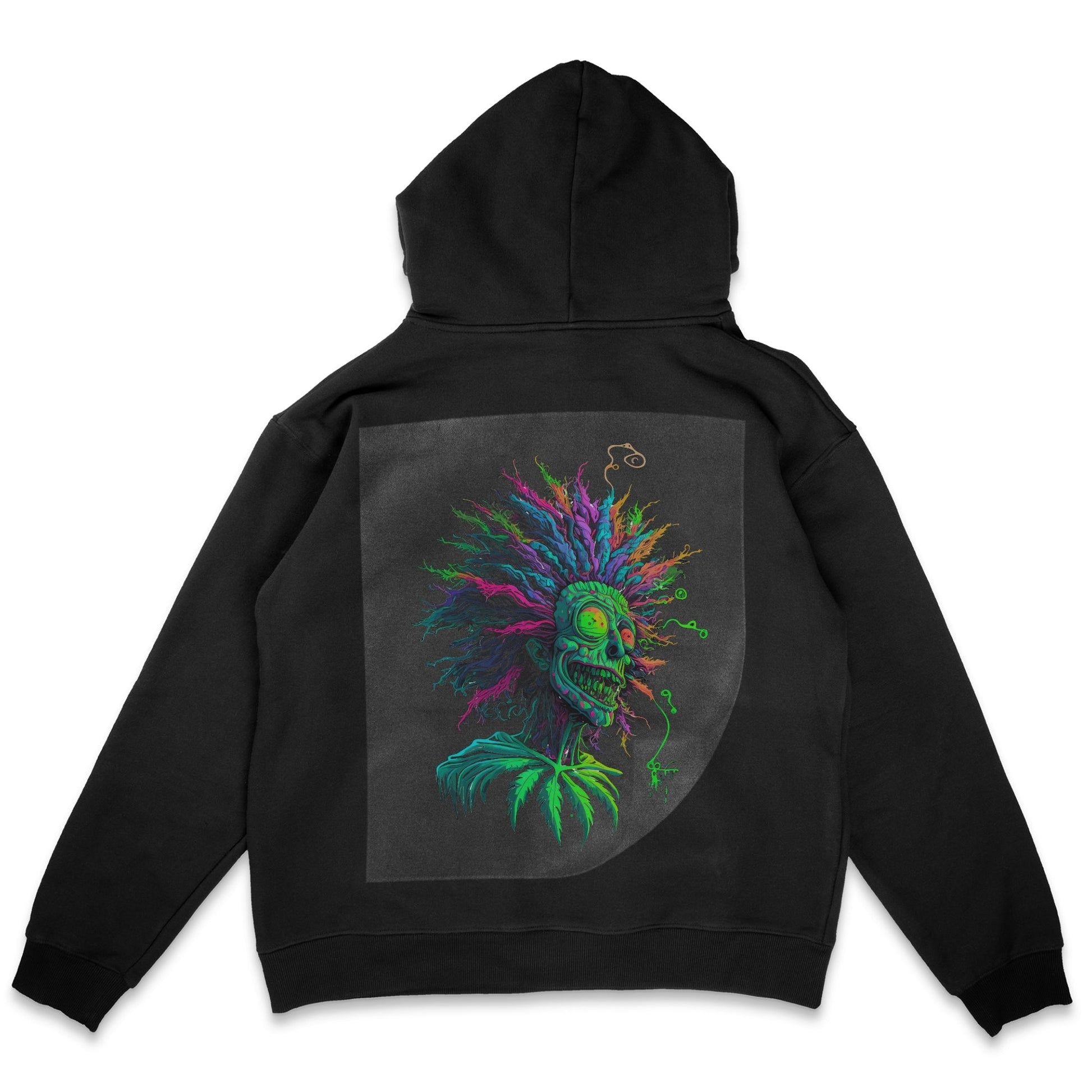 Neon Skull Fiesta Ready to Press Solid Black Hoodie Back Peel View