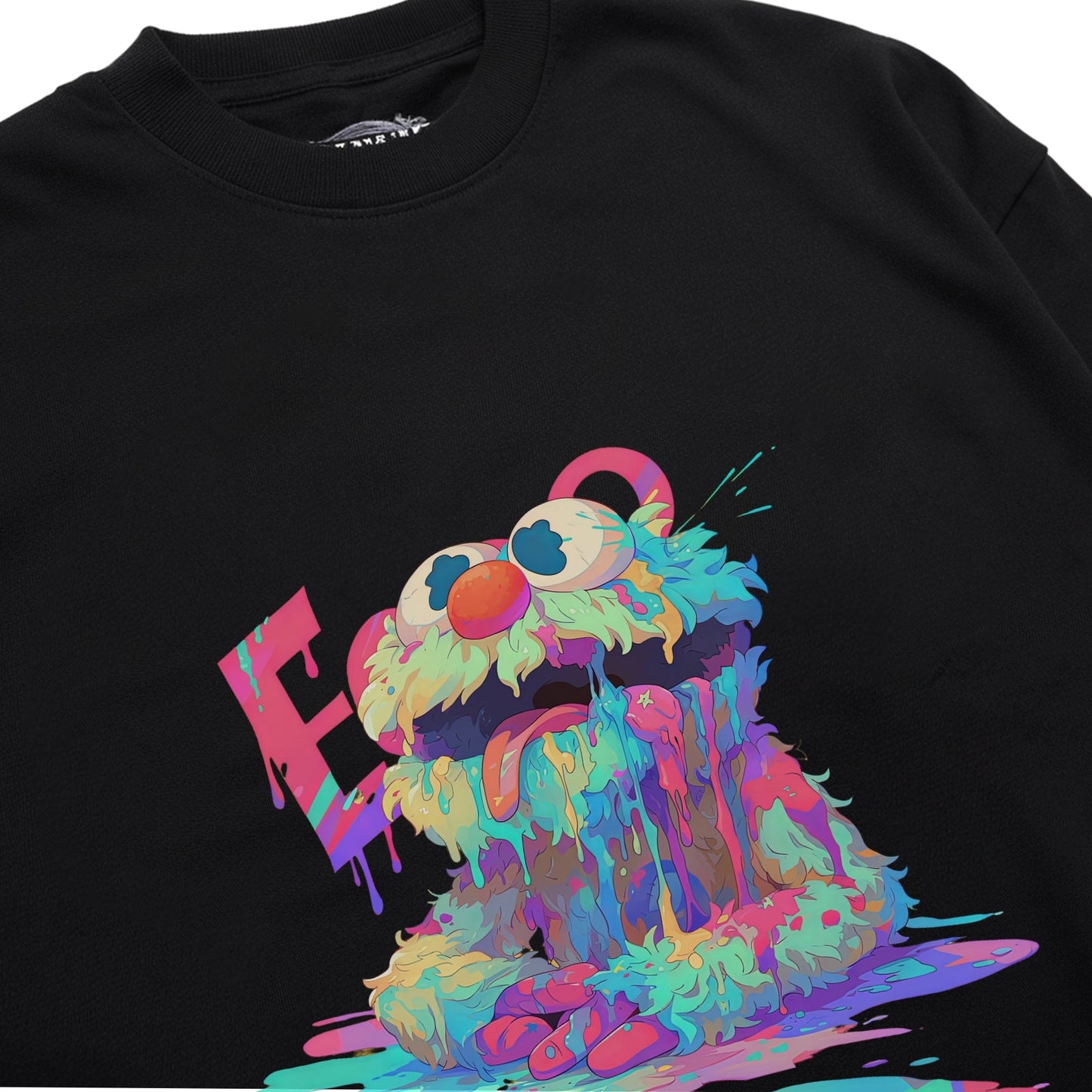 Melting Cookie Monster Art Shirt Closeup