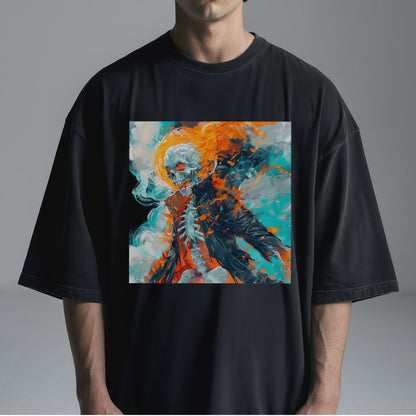 Flaming Skeleton Fury Tshirt Male Model