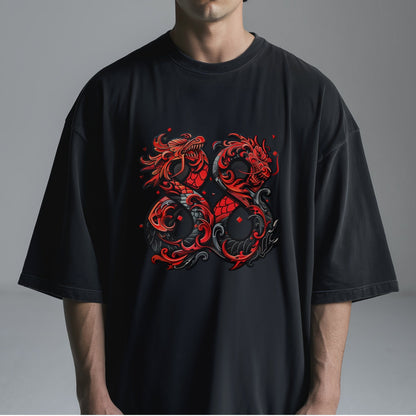 Twin Dragons Infinity T-Shirt Tshirt Male Model