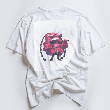 Vibrant Hip-Hop Octopus Ready to Press White Tshirt Back Peel View