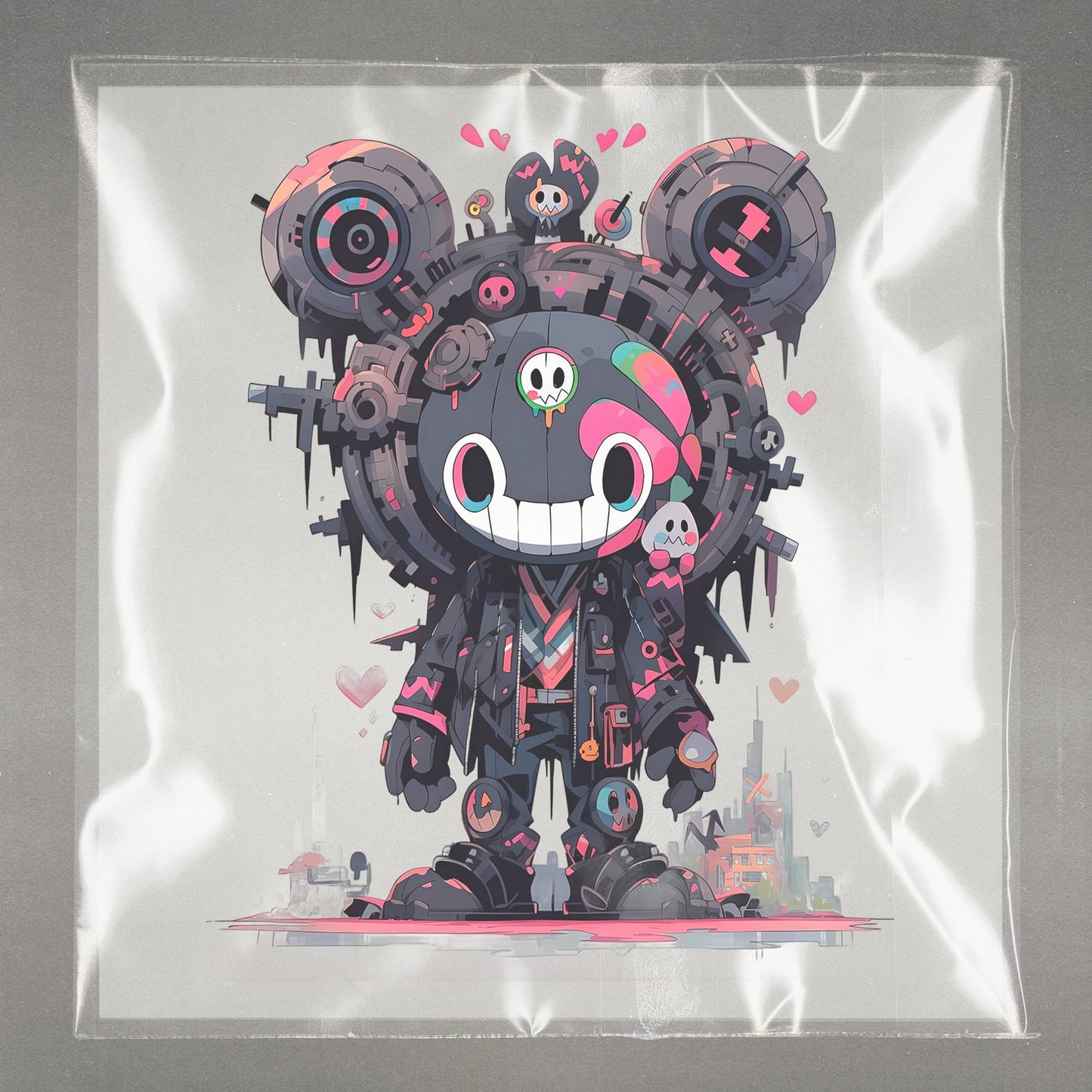 Cyberpunk Kawaii Bear Ready to Press Film Peel Main Plastic Cover