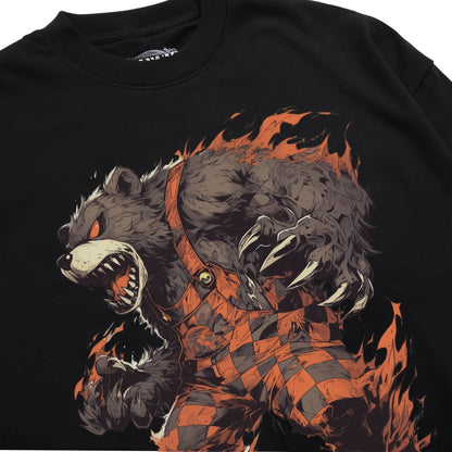 Ferocious Flame Bear T-Shirt Shirt Closeup