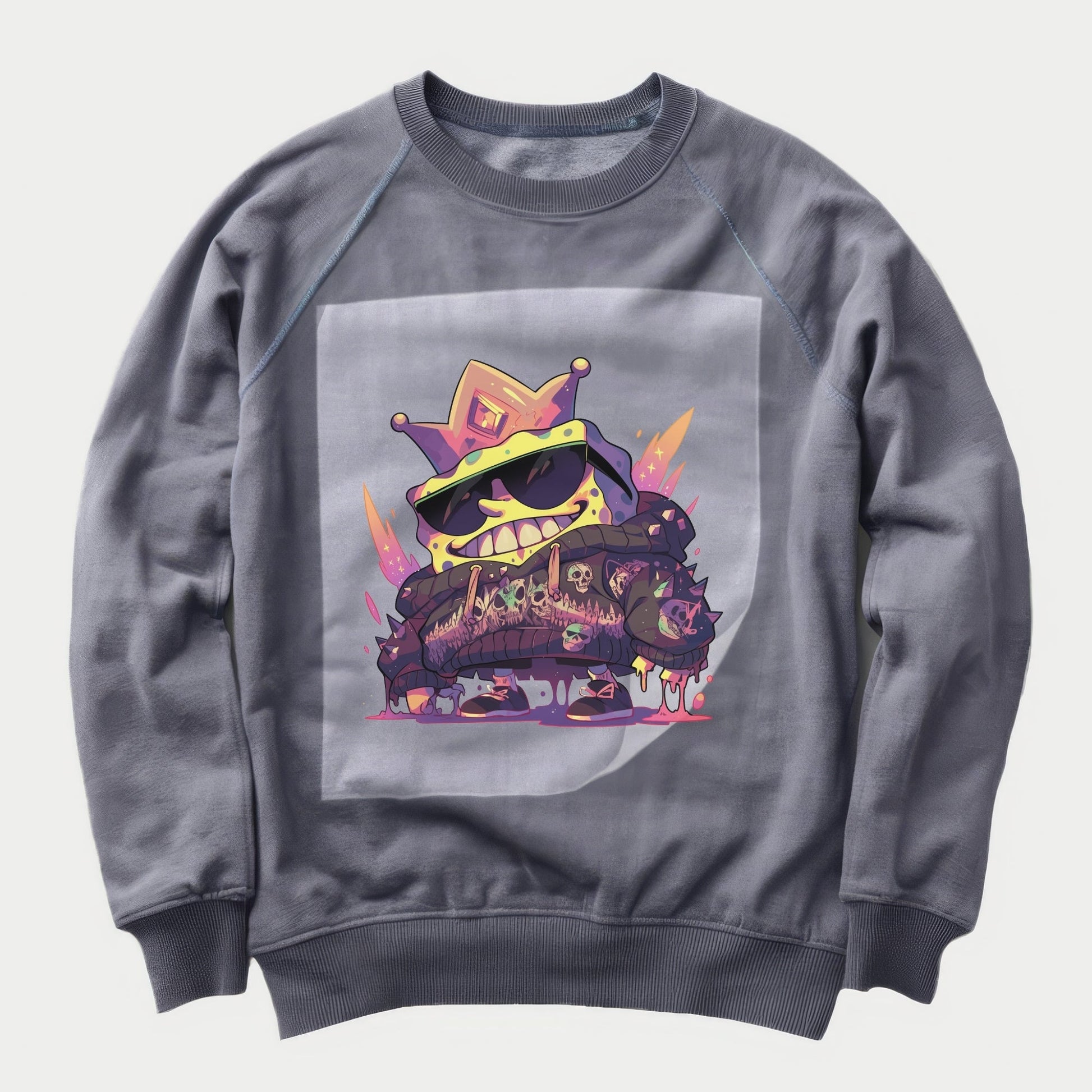 Graffiti Monarch Groove Ready to Press Heather Gray Sweater Front Peel View