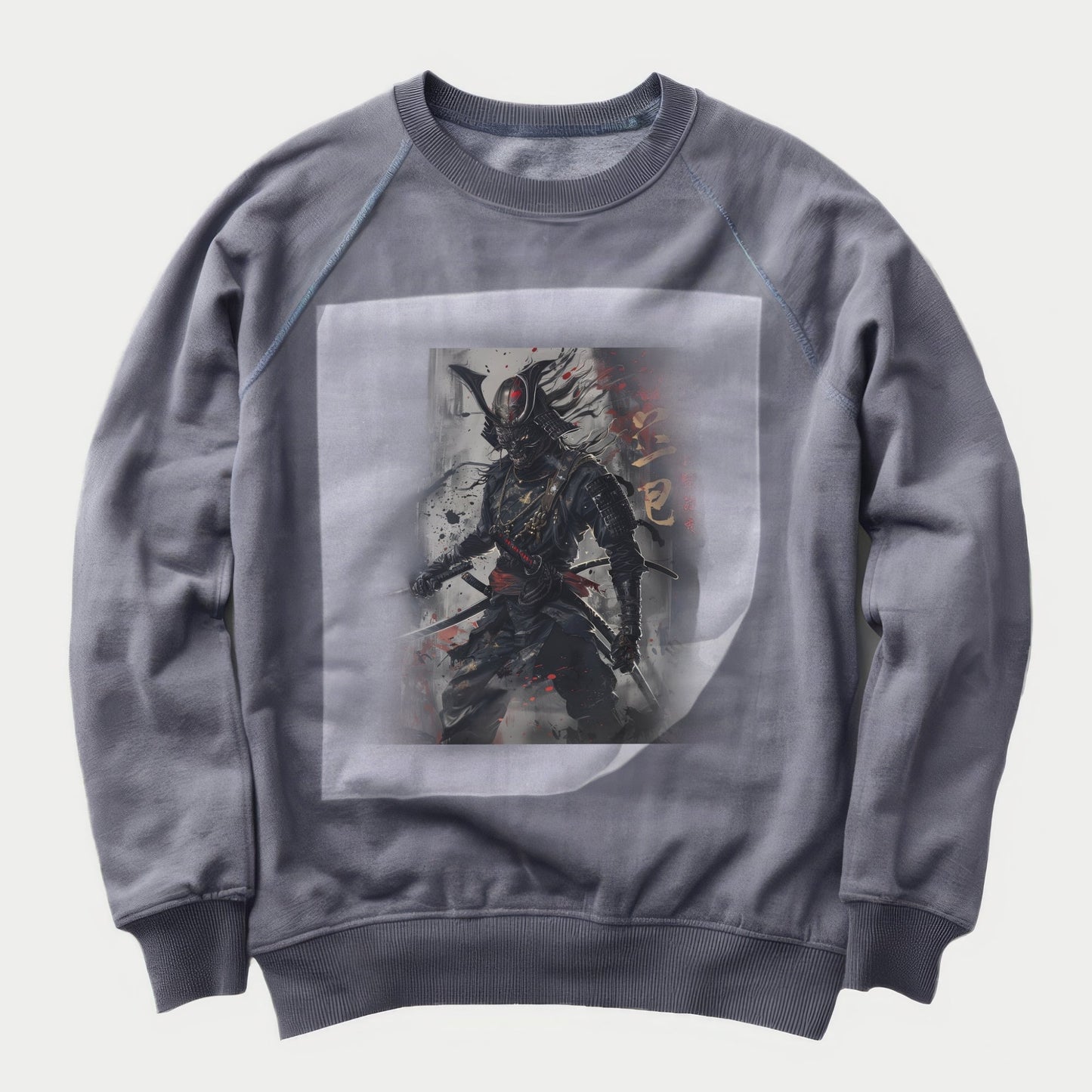 Samurai Venom Strength Ready to Press Heather Gray Sweater Front Peel View