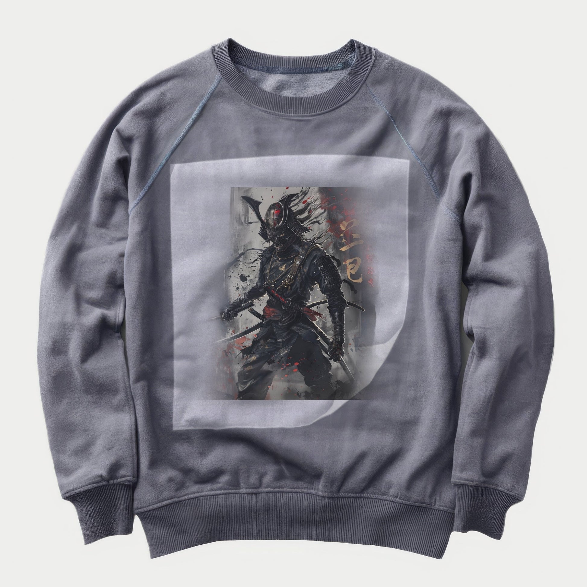 Samurai Venom Strength Ready to Press Heather Gray Sweater Front Peel View