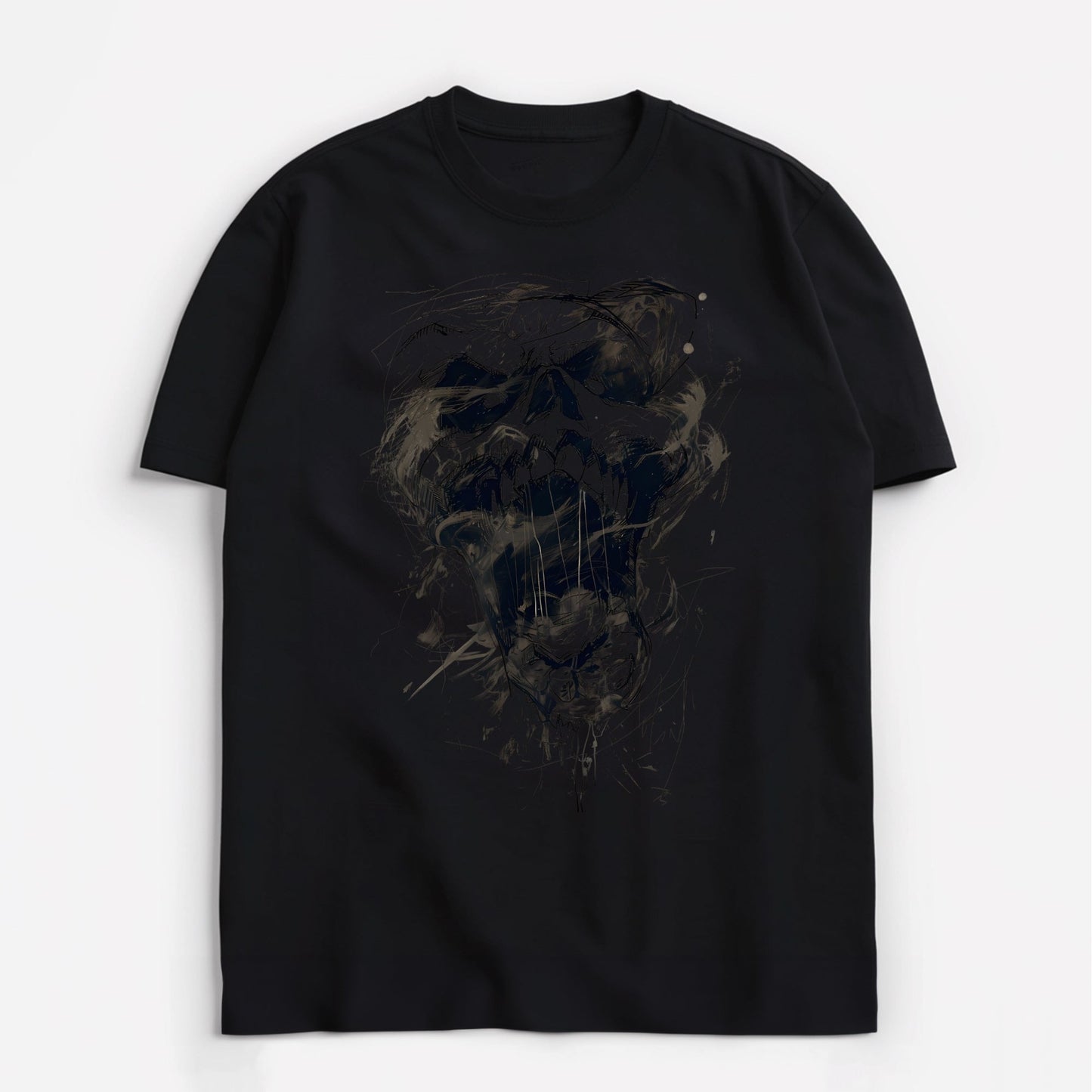 Expressive Sepia Skull T-Shirt Main