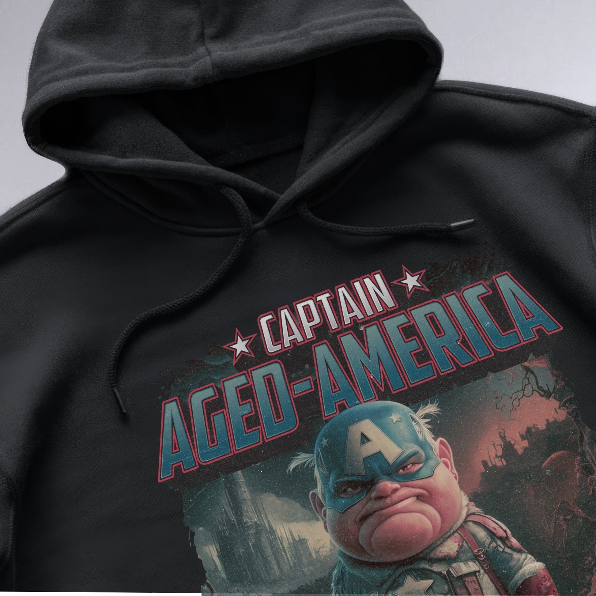 Grumpy Patriot Parody Hoodie Shirt Closeup