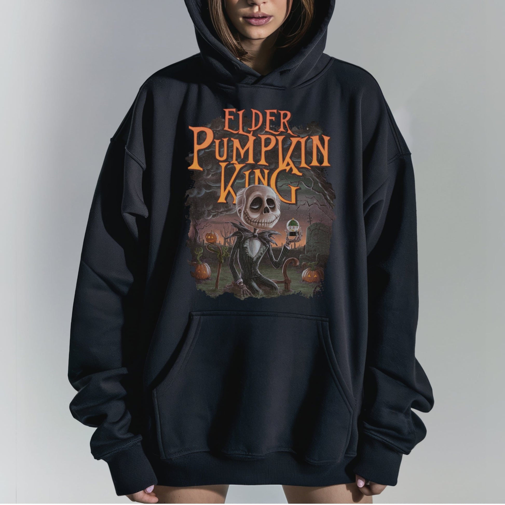 Elder Pumpkin King Elegance Hoodie Tshirt Female Model