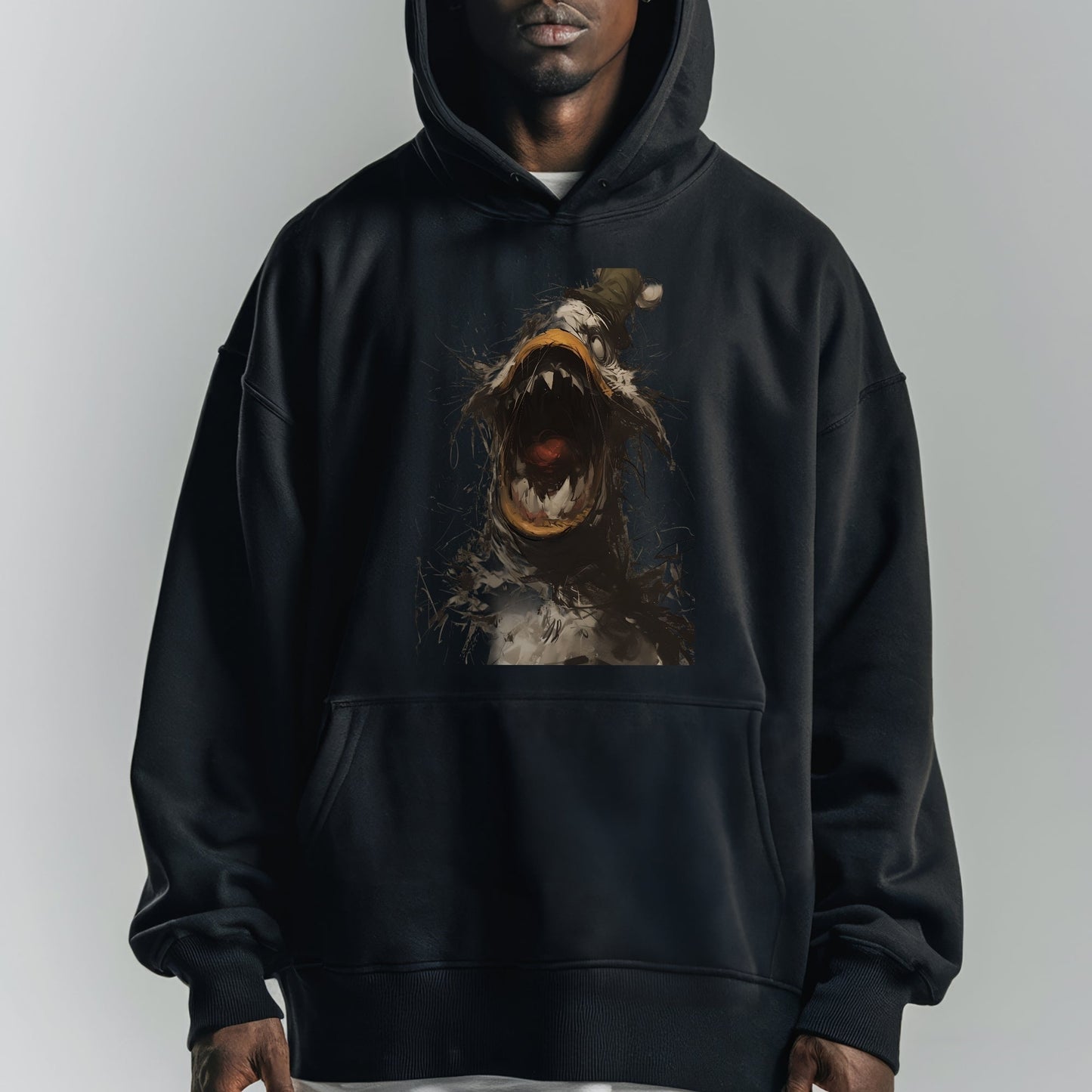 Ochre Black Monster Motion Hoodie Tshirt Male Model