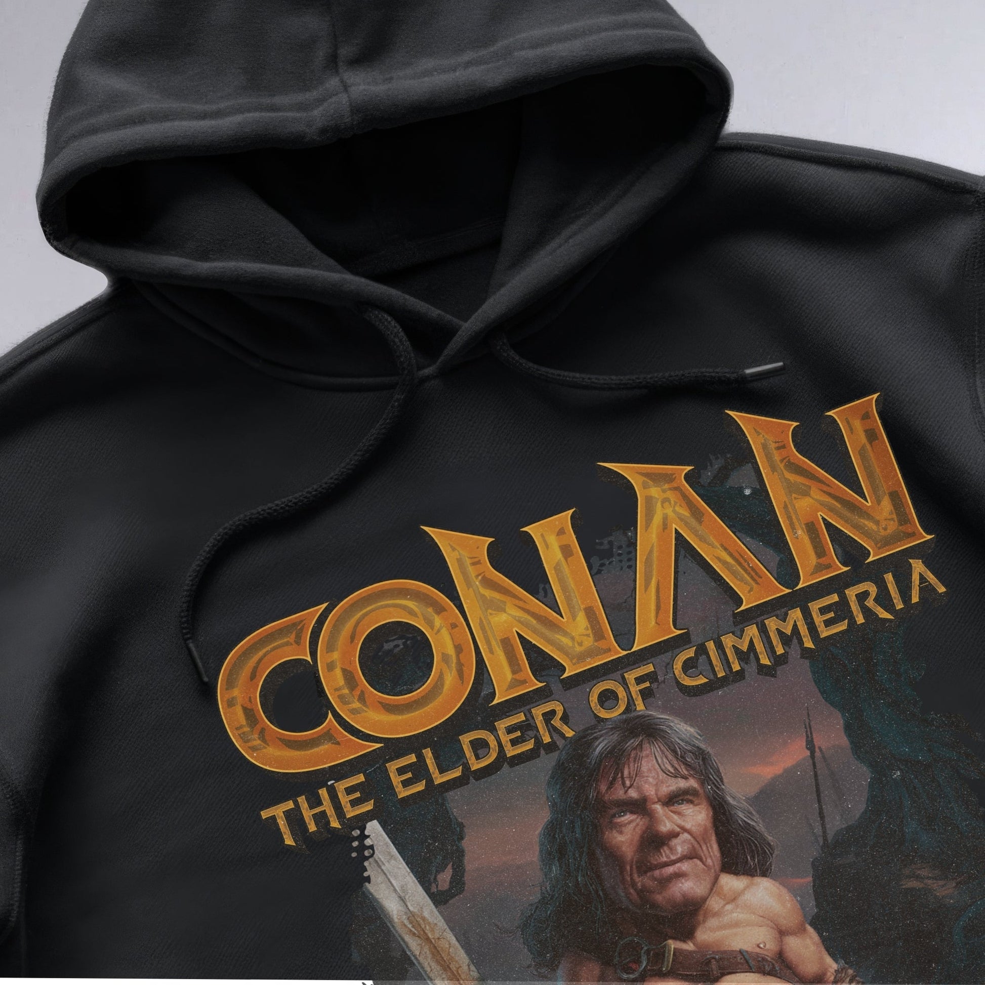 Cimmerian Twilight Warrior Hoodie Shirt Closeup