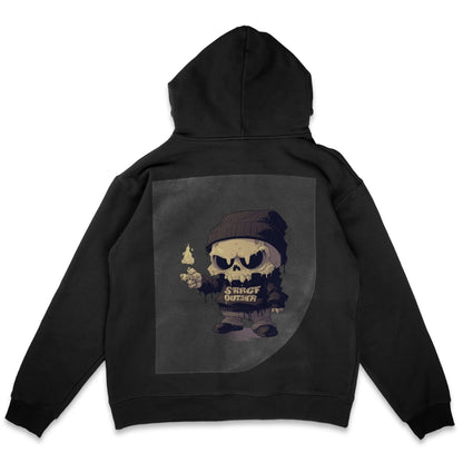 Urban Skull Attitude Ready to Press Solid Black Hoodie Back Peel View