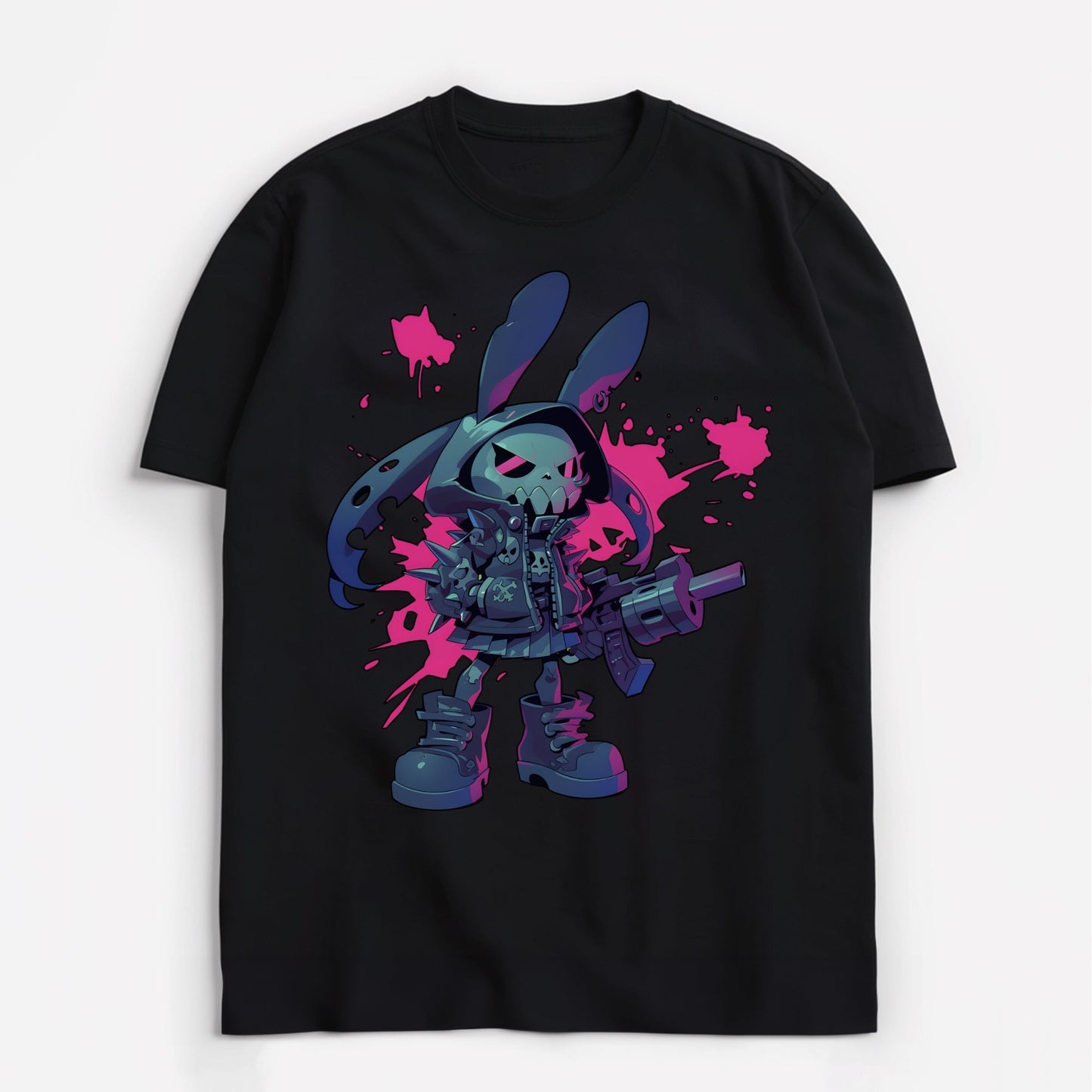 neon cyborg bunny blitz t-shirt t-shirt front view