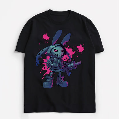 neon cyborg bunny blitz t-shirt t-shirt front view