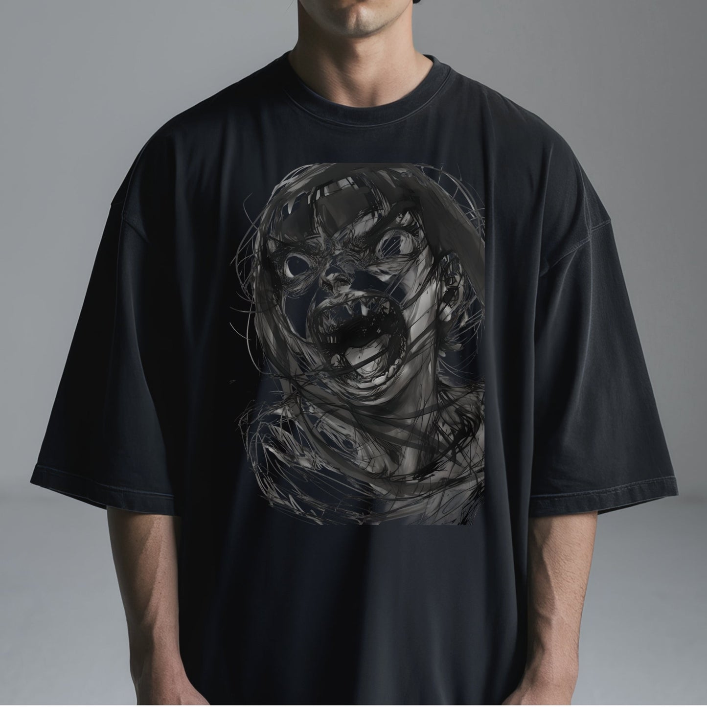 Hinata Fierce Expression T-Shirt Tshirt Male Model