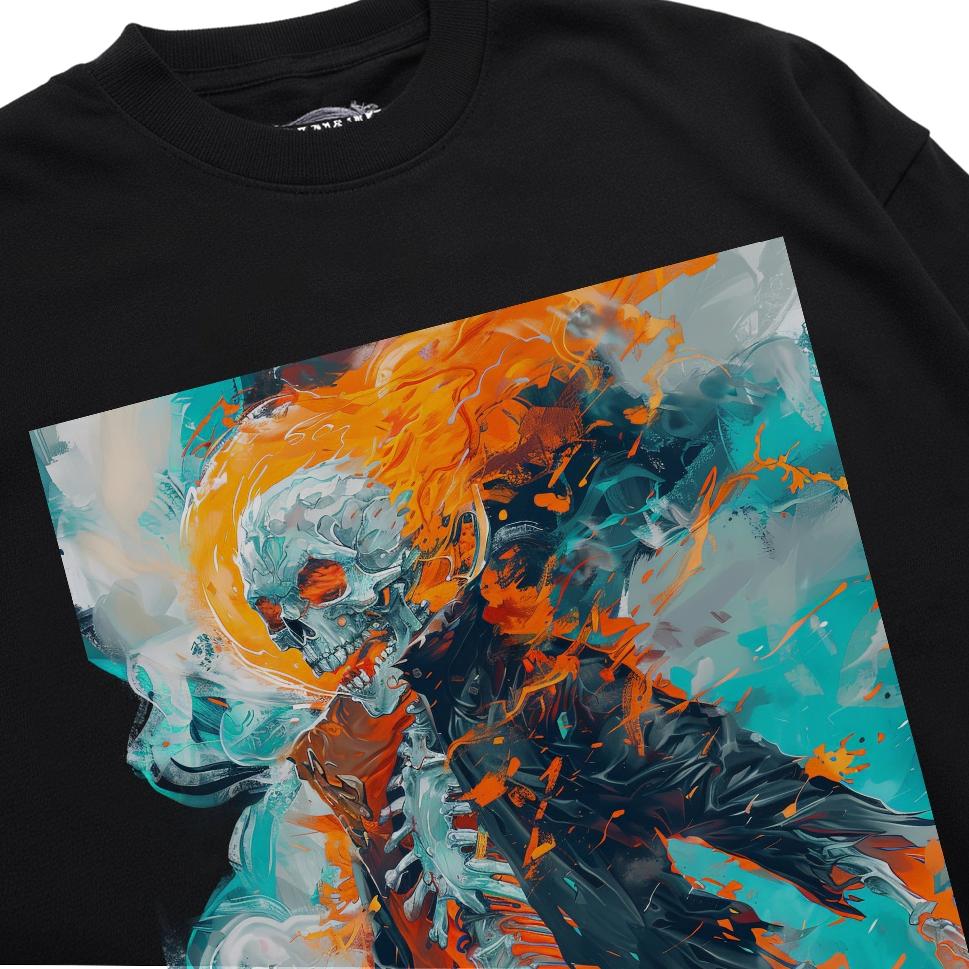 Flaming Skeleton Fury Shirt Closeup