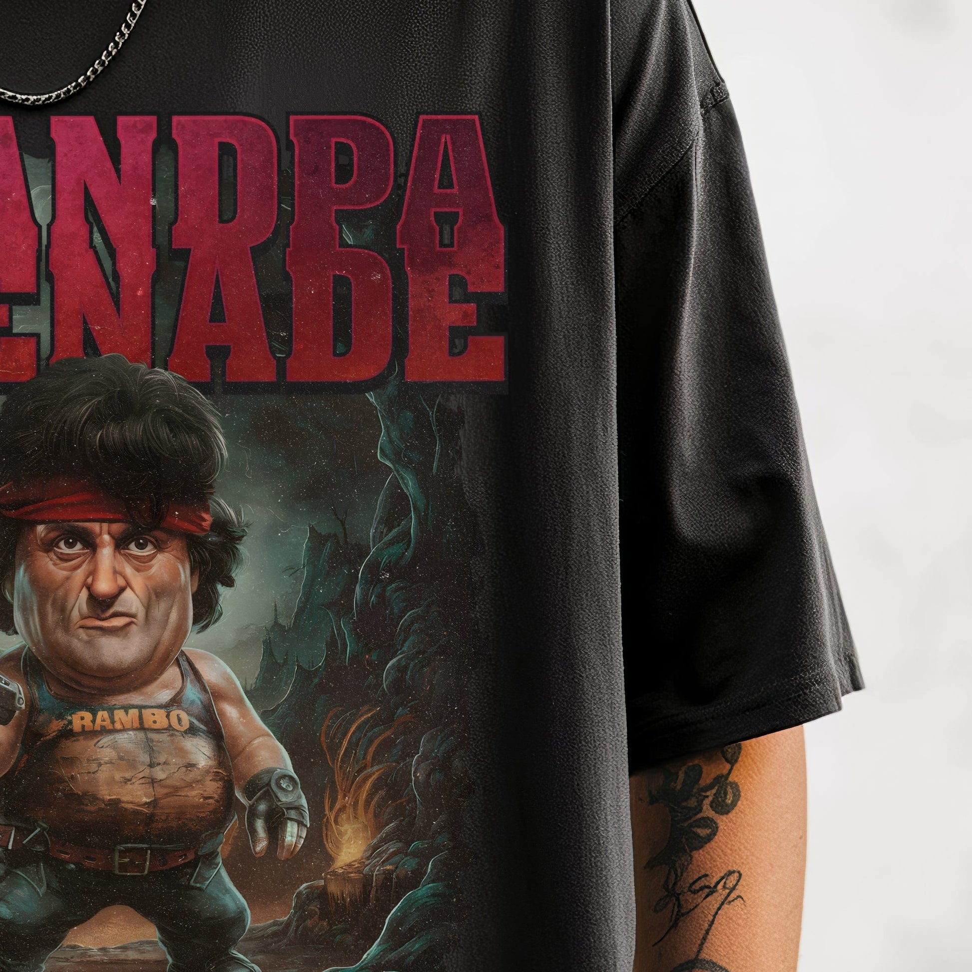 geriatric rambo resurgence t-shirt t-shirt back view