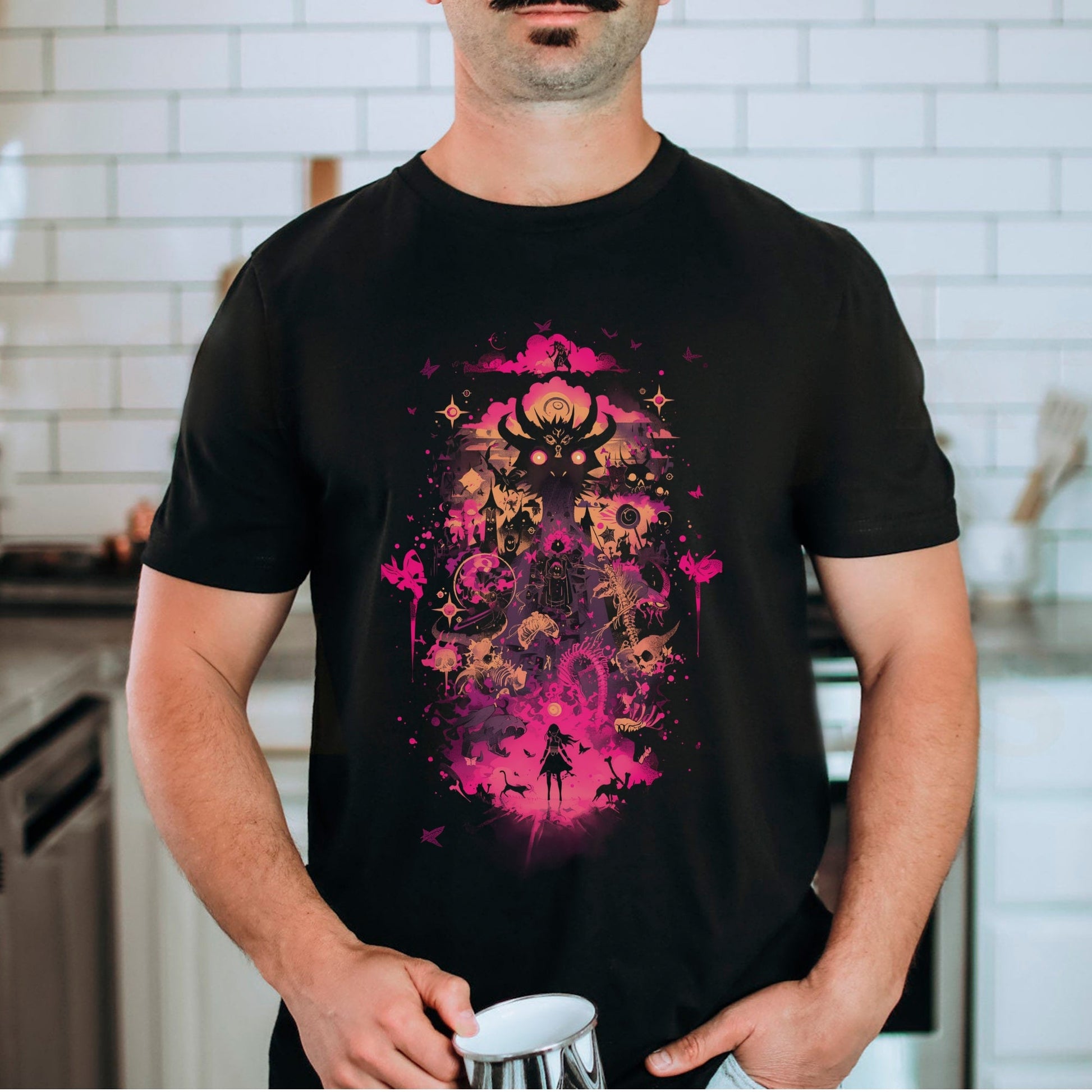 Cosmic Liminality: Shadow Dance Tshirt Male Model