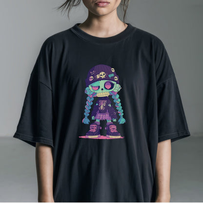 Gothic Punk Skeleton Character Tshirt Female Model