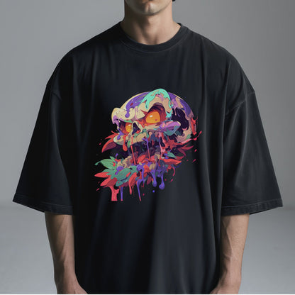 Psychedelic Skull Graffiti Tshirt Male Model