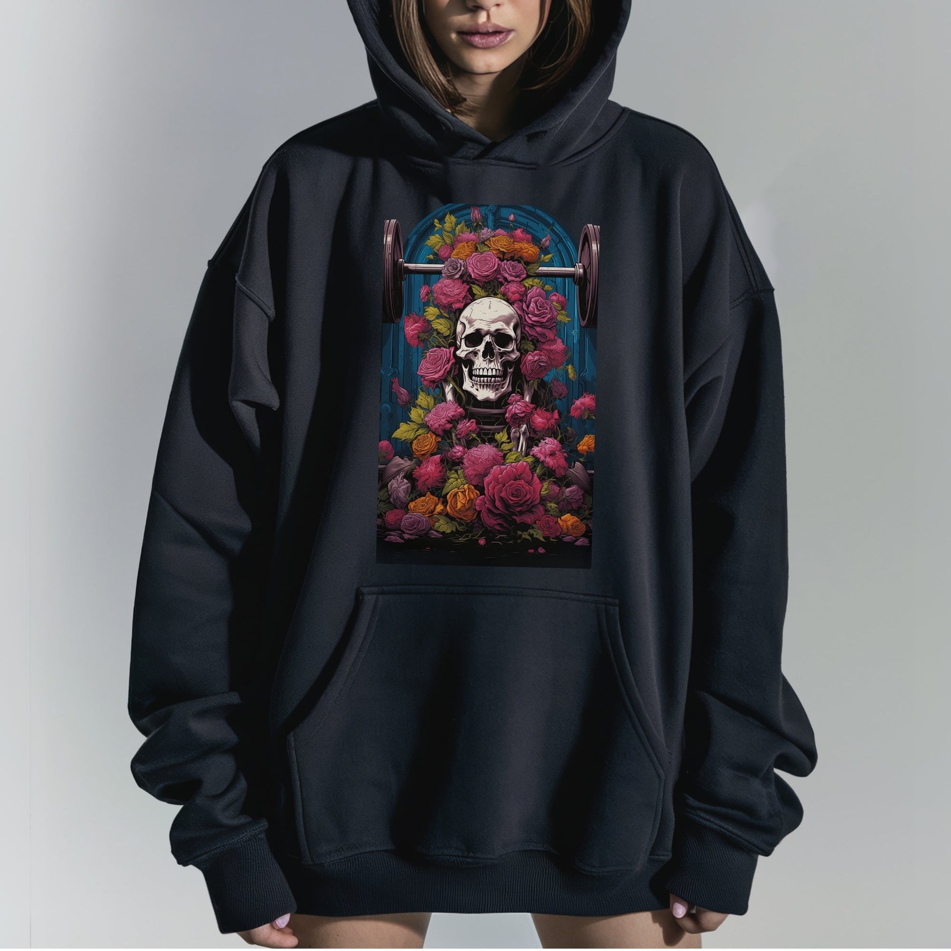 Floral Memento Mori Tshirt Female Model