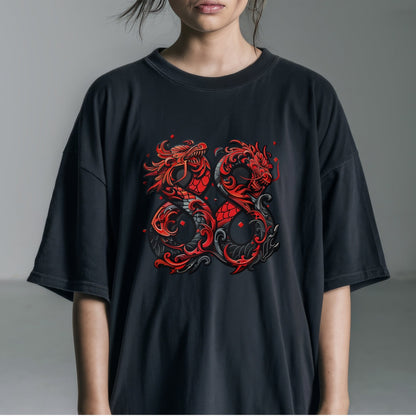 Twin Dragons Infinity T-Shirt Tshirt Female Model