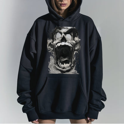 Expressive Anguish Portrait Hoodie Tshirt Female Model