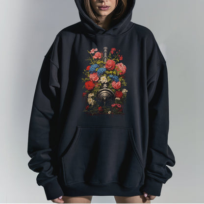 Floral Fusion Turntable Tshirt Female Model